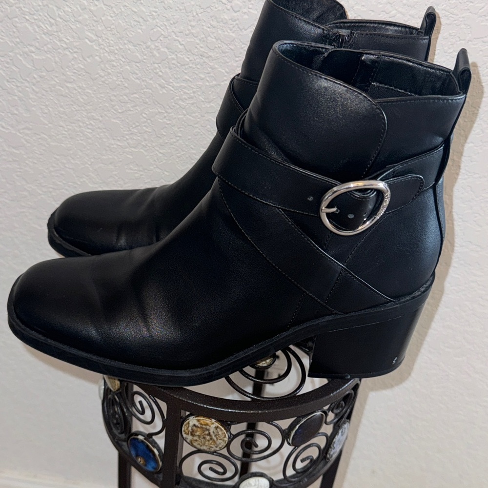 Black Ankle Boots with Silver Buckle